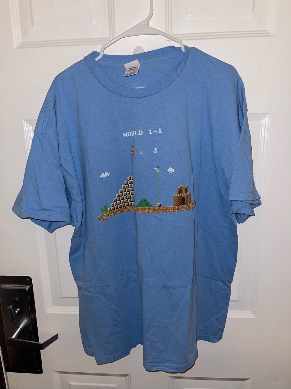 Blue Retro Video Game Tee - World 1-1 Graphic - 2XL